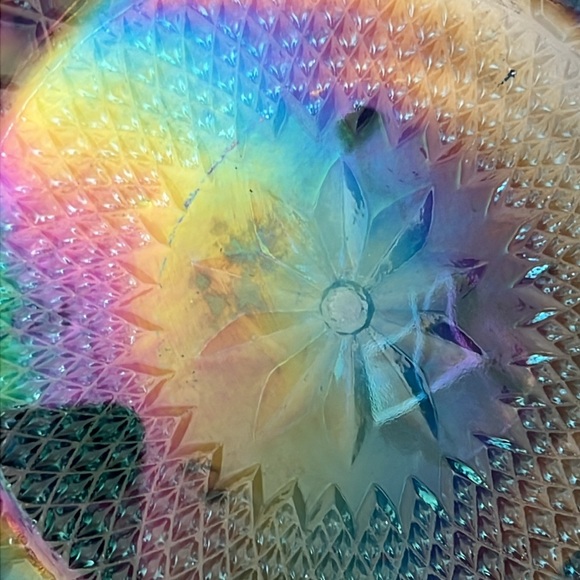 Vintage Iridescent blue Carnival glass ruffled edge hostess plate - Picture 8 of 9